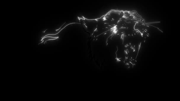 Formularz ognia uruchomiony jaguar animacji na czarnym tle.Olśniewający dziki efekt ognia kot.Jaguar w ogniu — Wideo stockowe