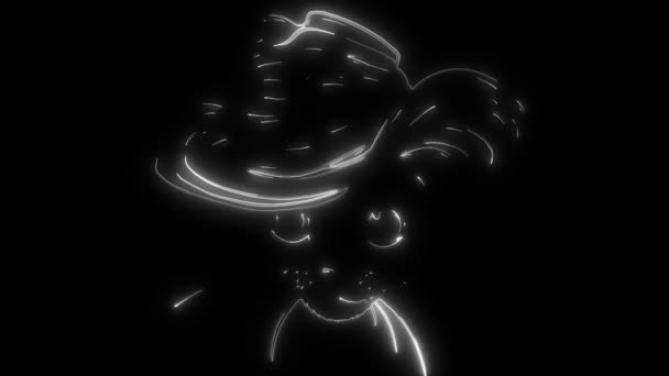 animation d'un chat avec chapeau et lumières allumées 