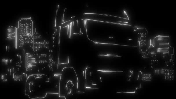 Animatie van een vrachtwagen en dat licht op — Stockvideo