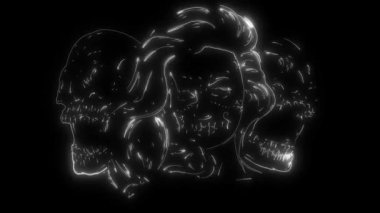 Bir kadın ve kafatası animasyonu.