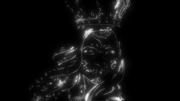 Animation ενός κρανίου βασίλισσα και που ανάβει — Αρχείο Βίντεο