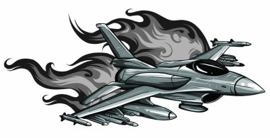 Jet Fighter uçağı, vektör çizim sanatı.