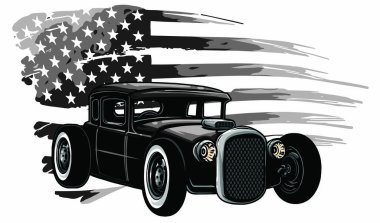 Bir Amerikan kas arabasının vektör grafik tasarımı çizimi