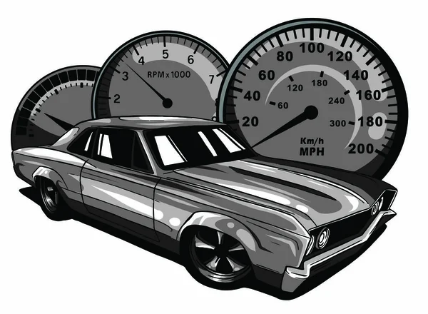 Vector monocromático dibujo de un coche deportivo diseño de ilustración — Vector de stock