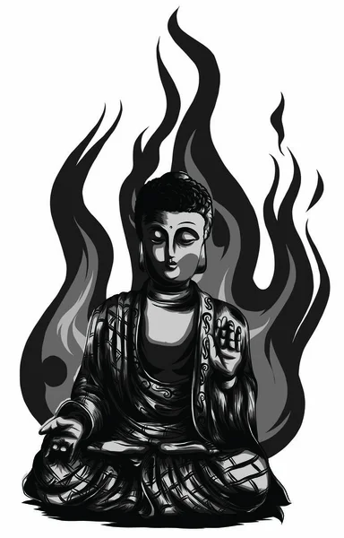 Buddha vintage vector illustration from Meyers Konversations — Stock Vector