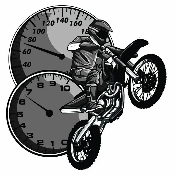 Motocross rider montar la moto de motocross vector ilustración — Archivo Imágenes Vectoriales
