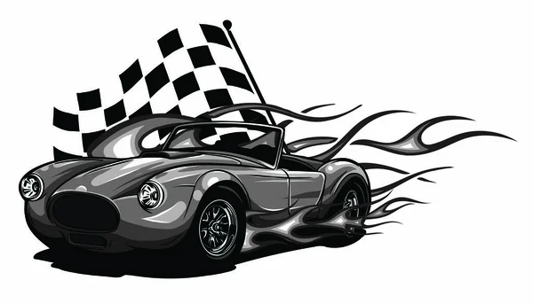 Coche de la vendimia, garaje de la barra caliente, coche de hotrods, coche de la vieja escuela, — Vector de stock