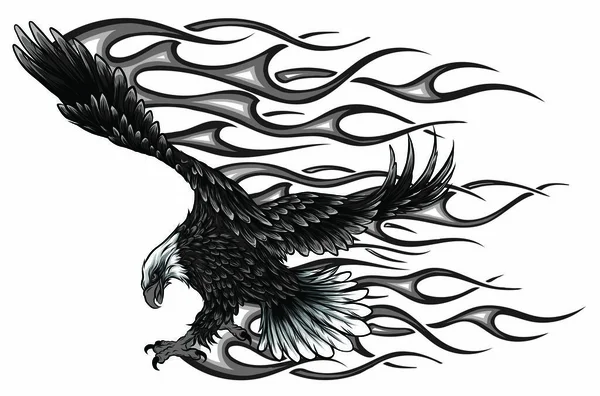 Flaming Eagle - vehicle graphic. Ready for vinyl cutting. — Stock Vector