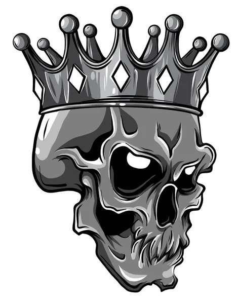 ベクトル図バラと王冠の人間の死の頭蓋骨 — ストックベクタ