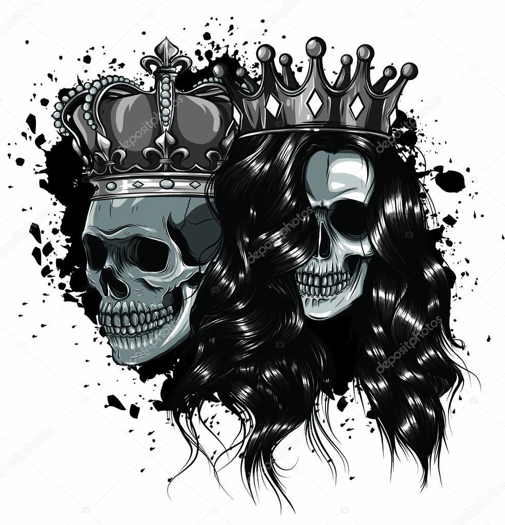 Skull King and Queen. Love skull couple.
