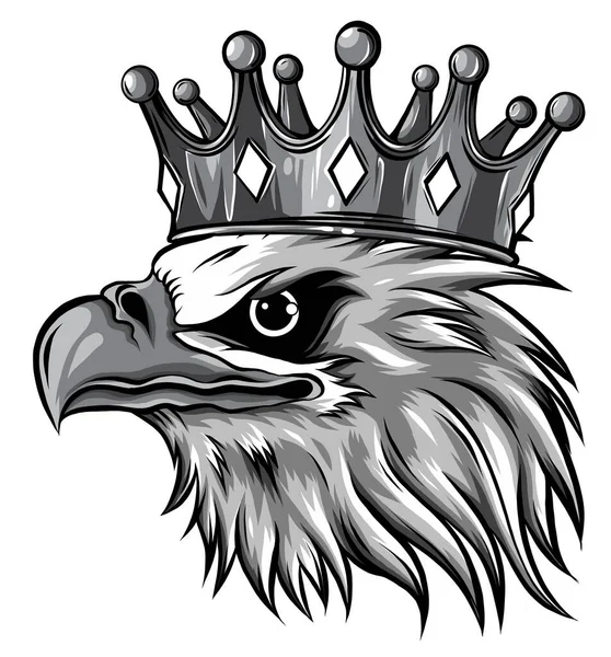Monocromático O logotipo do vetor rainha das águias. Estilo bonito impressão coroa águia de fundo . — Vetor de Stock