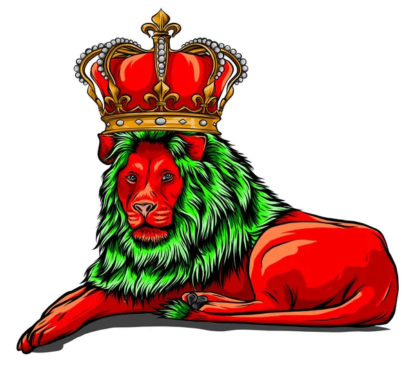 Διάνυσμα Χρώμα King Lion Εικονογράφηση σχέδιο τέχνης — Διανυσματικό Αρχείο