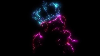 Neon stilinde ışıldayan taçlı bir forh 'un dijital animasyonu