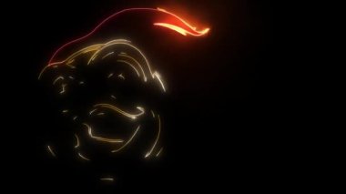 Neon biçimi üzerinde ışıldayan bir duygu simgesinin dijital animasyonu