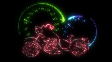 Neon stilinde ışıldayan bir helikopterin dijital animasyonu