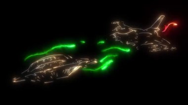 Neon tarzı ışıldayan jetli bir UFO 'nun dijital animasyonu