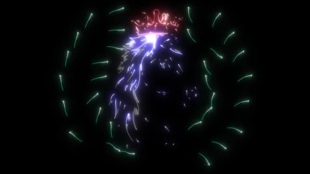 Cyfrowa animacja konia zapalającego się na neonowym stylu — Wideo stockowe