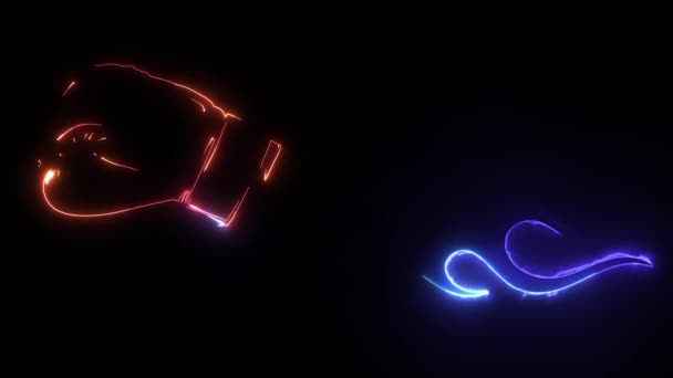 Neon tarzı aydınlatma yapan bir el kutusunun dijital animasyonu — Stok video
