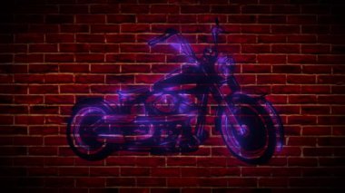 Gümrük motosiklet tabelası. Şehir işareti neon.