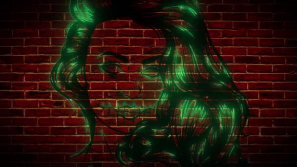 Neon silhouette di una bella ragazza video — Video Stock