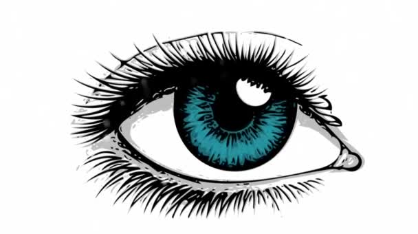 Όμορφο θηλυκό μπλε μάτι βίντεο animation — Αρχείο Βίντεο