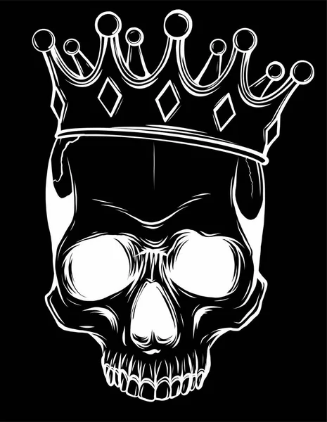 头盖骨和冠，黑色背景 — 图库矢量图片