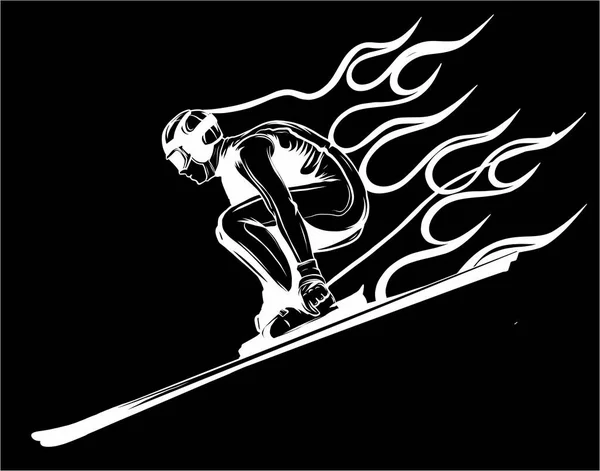 黑色背景的人滑雪板风格 — 图库矢量图片