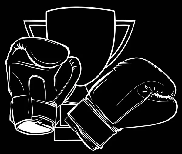 Hanging boxing gloves in black background vector illustration.