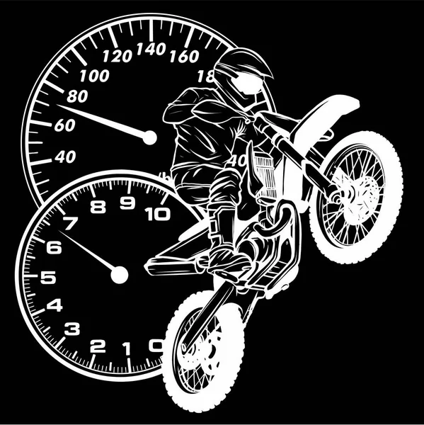 Vector Motocross Rider Silueta en fondo negro — Archivo Imágenes Vectoriales