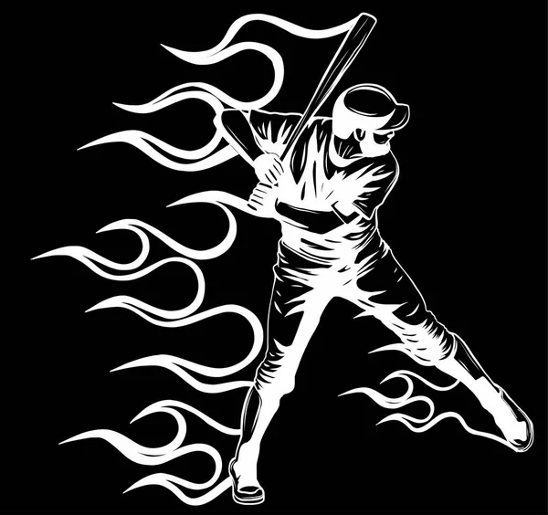 Béisbol jugador vector ilustración en fondo negro — Archivo Imágenes Vectoriales