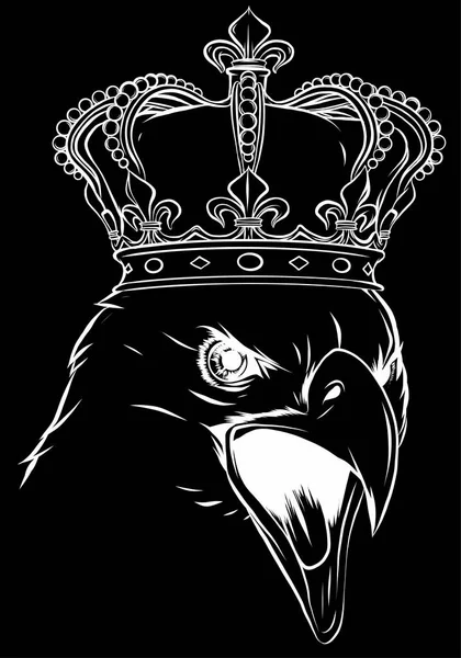 검은 배경에 있는 독수리 머리 왕의 마스코트 — 스톡 벡터
