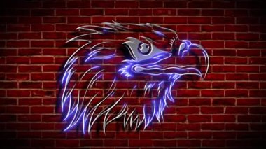 Neon ışıklı bir kartal görüntüsünün silueti