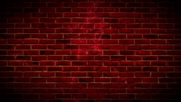 砖墙背景上的霓虹灯棒球标志. — 图库视频影像