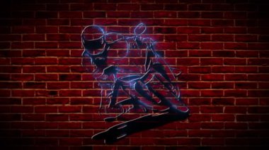 Motosikletçi neon ikonu. Web siteleri, web tasarımı, mobil uygulama, bilgi grafikleri için basit simge