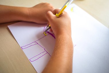 Çocuk resim resim. El atış.