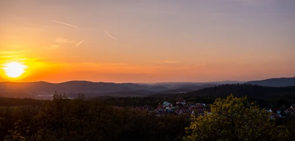 Majestic sunset in the mountains landscape. Czech republic. — Stock Photo, Image