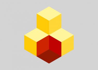 Vektör çizim soyut renkli 3d küp. Poster, kapak, afiş, tasarlamak için arka plan. Logo tasarım