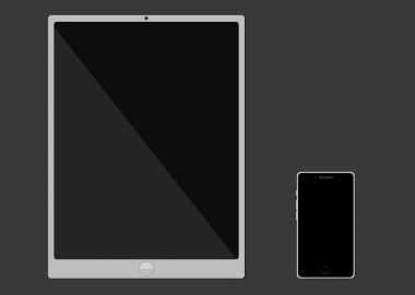 Modern akıllı telefon ve tablet. Düz tasarım.