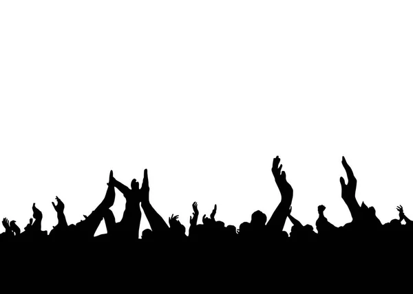 Eller siluetleri sahne ışığı karşı düzenlenen konserinde. Beyaz arka plan üzerinde izole.