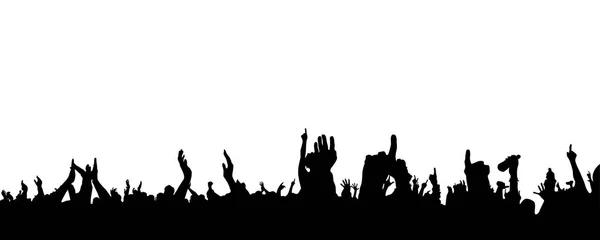 Eller siluetleri sahne ışığı karşı düzenlenen konserinde. Beyaz arka plan üzerinde izole.