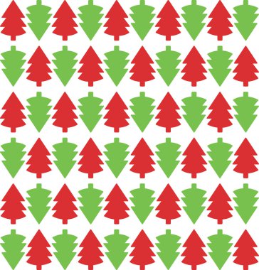 Koyu kırmızı ve yeşil bir Noel ağacı grafiği. Katı renkli alternatif desenler. Klasik Noel ağacı simgeleri..