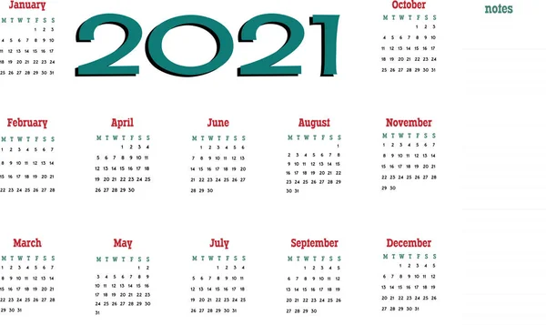 2021 Manifesto Del Calendario Mesi — Foto Stock