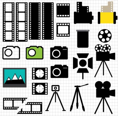 Camera and film icons clipart