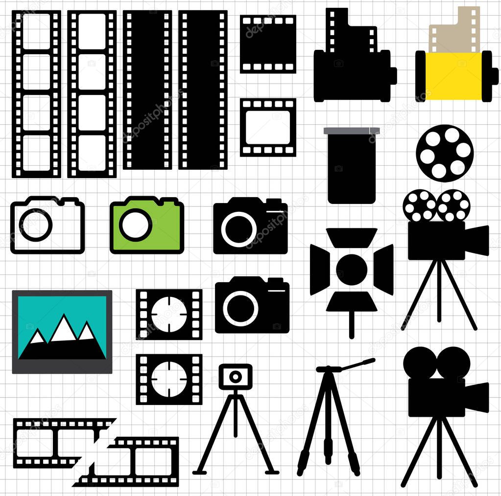 Camera and film icons