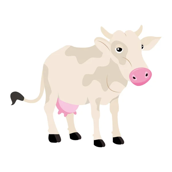 White Cow Indian White Holy Cow Vector Illustration — Stock Vector