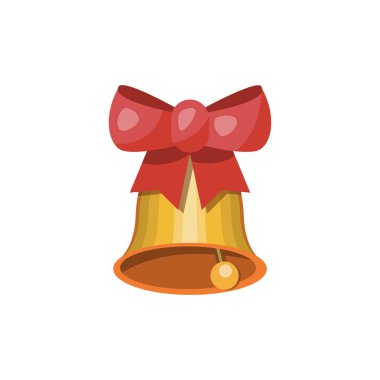 Noel çanları. Kırmızı pruvalı ziller ya da kızak çanları. çizgi film vektör illüstrasyonu. 