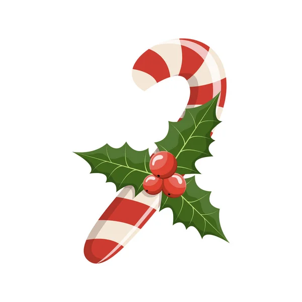 Karácsonyi Cukorka Magyal Rajzfilm Vektor Illusztráció — Stock Vector