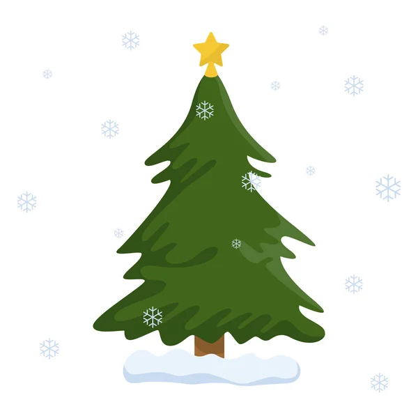 Fenyőfa Karácsonyfa Rajzfilm Vektor Illusztráció — Stock Vector