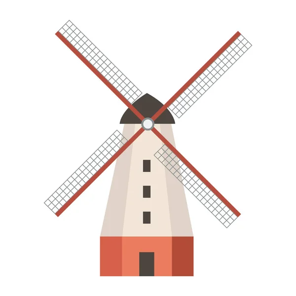 Vintage Windmolen Cartoon Vector Illustratie — Stockvector