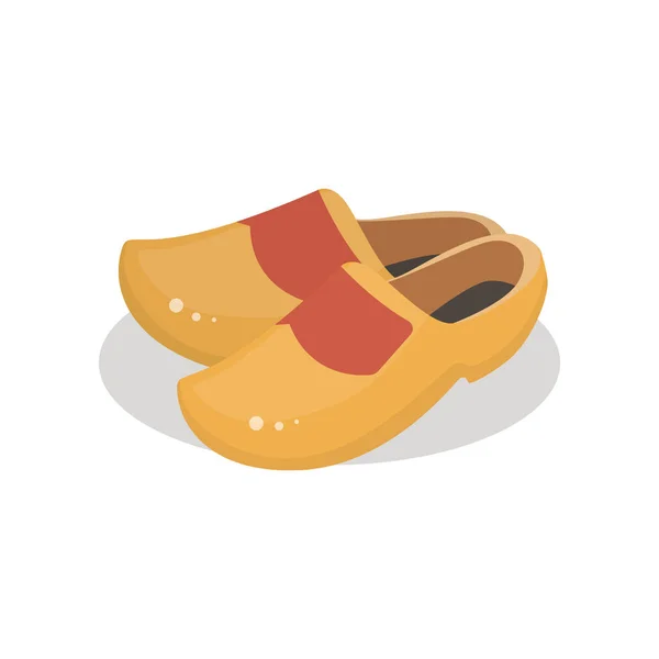 Holland Clogs Wooden Shoes Cartoon Vector Illustration — Stock Vector
